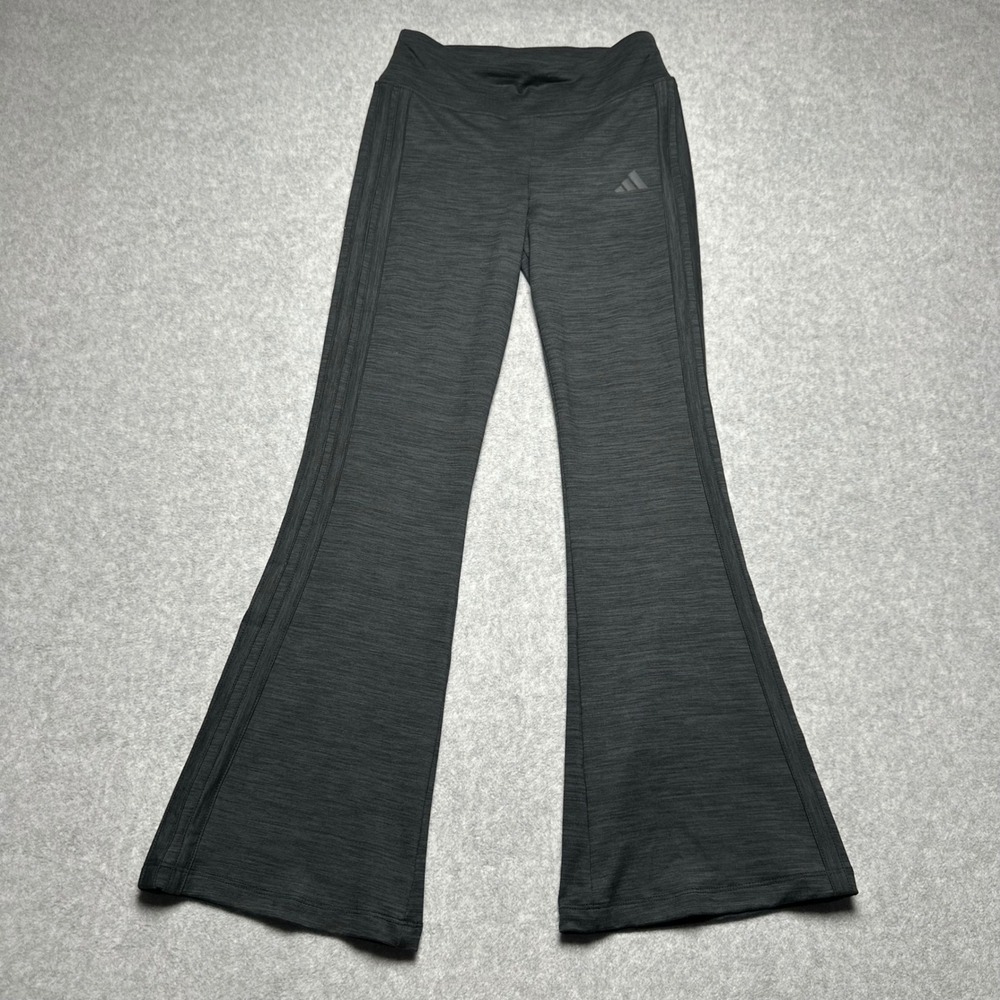 Adidas Girls Space Dye Flare Leggings Grey Black AK10056 Size M 10-12 NWT